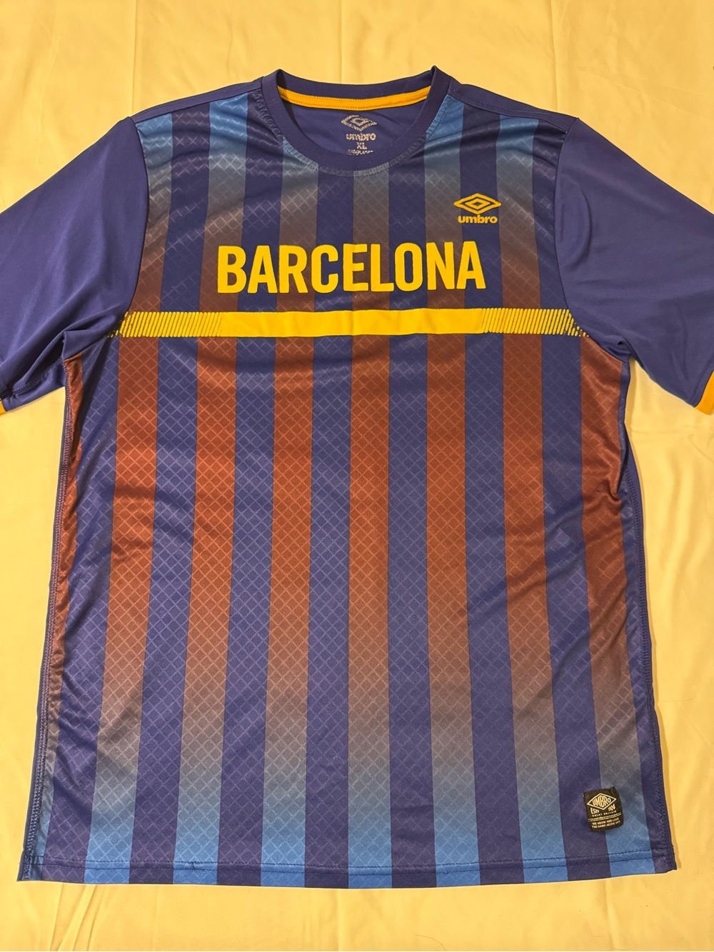 Umbro Mens Barcelona Blue & Maroon Striped Soccer Jersey